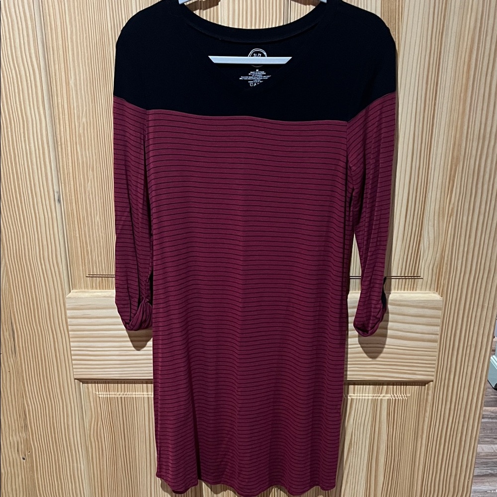 Maurice Burgundy and Black Striped 24/7 Dress